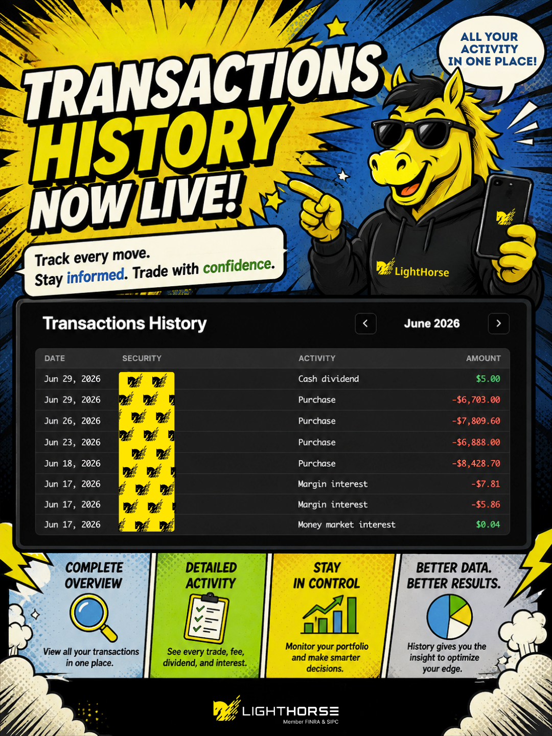 Transactions History is now its own page in the portal
